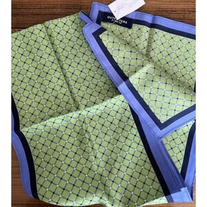 NWT The Outfitters By Lands End Scarf 100% Silk Rectangular 10”x60” Green & Blue